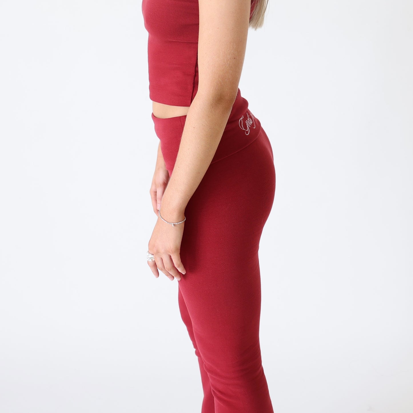 Halo Pants Burgundy - Fitted Flared Lounge pants
