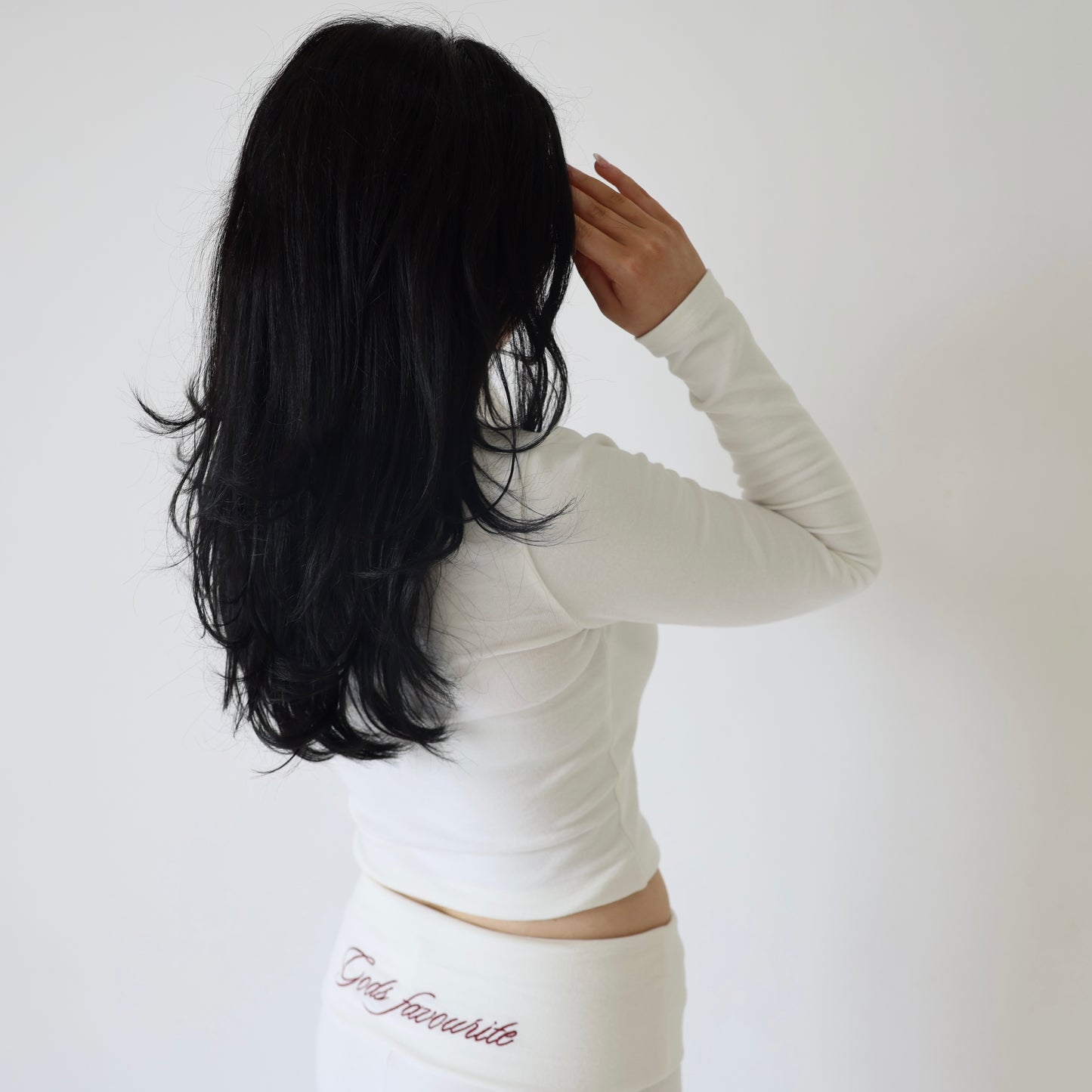 ‘Aleia’ Long sleeve tee in off white - back view