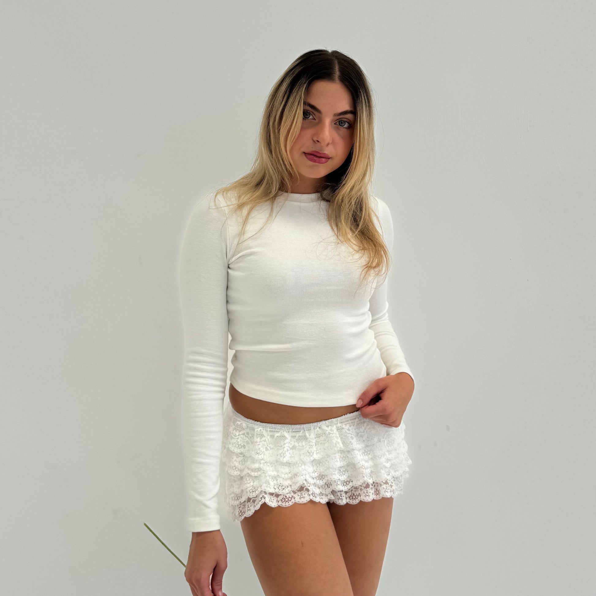 ‘Aleia’ Long sleeve tee in off white - 2nd model