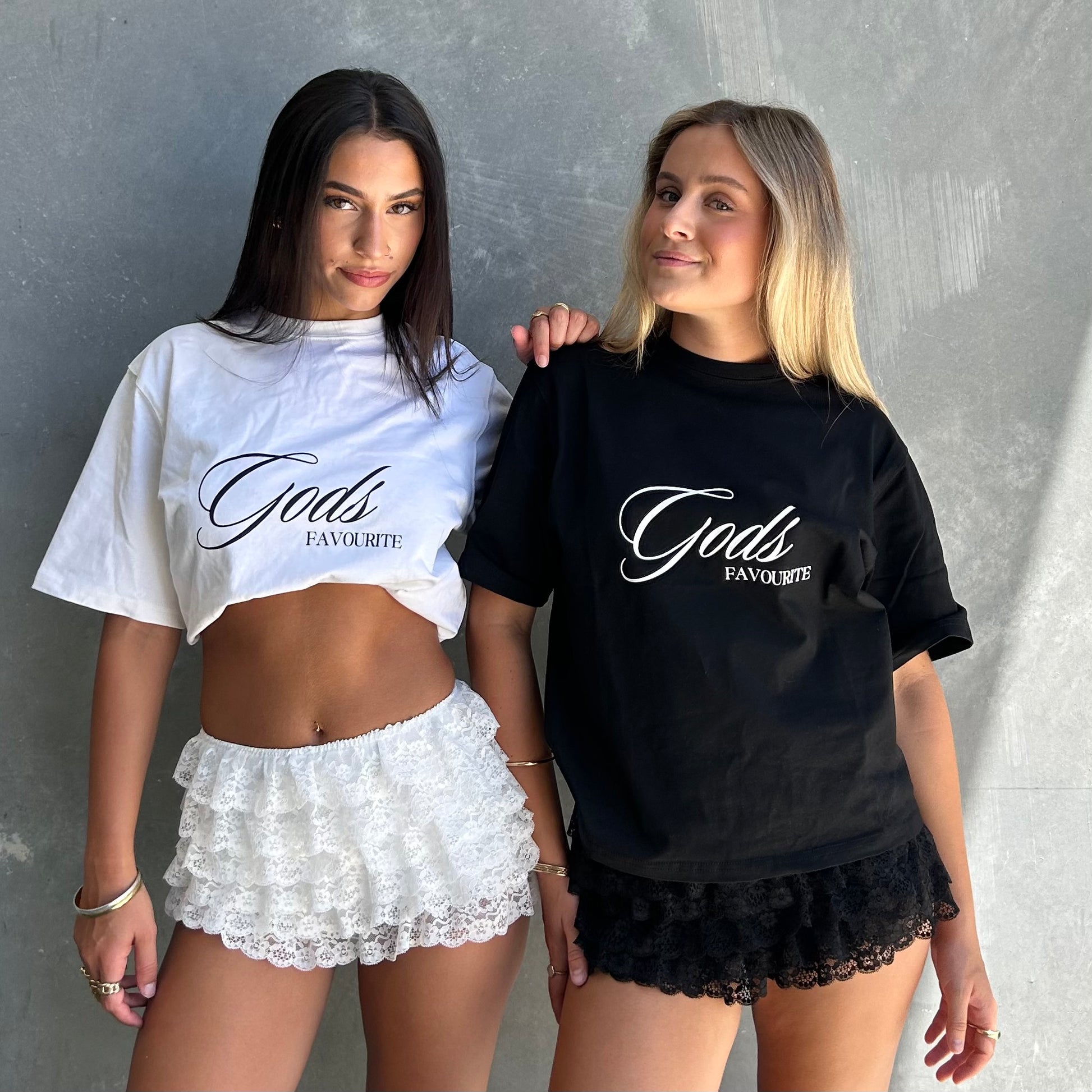 “GodsFavourite” Signature Tees, Off-White & Black