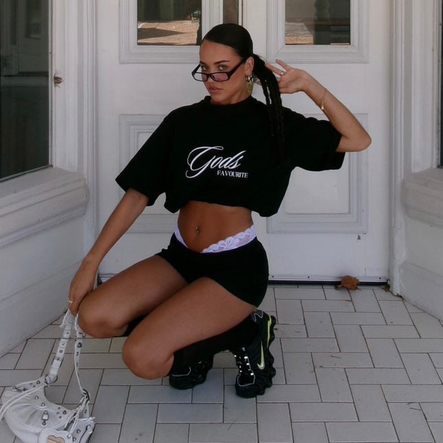 Oversized “Gods Favourite” Signature Tee in Black