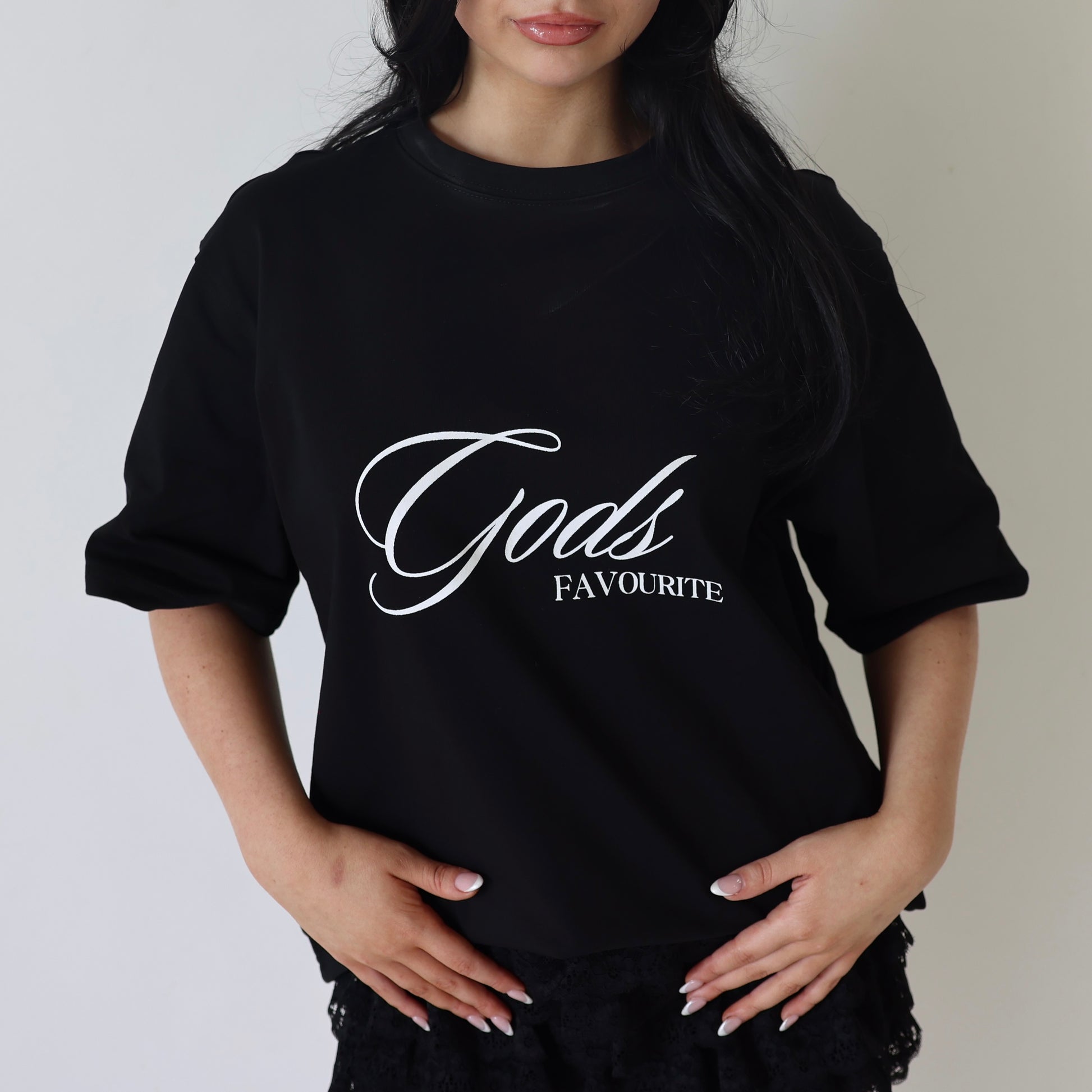Oversized “Gods Favourite” Signature Tee in black