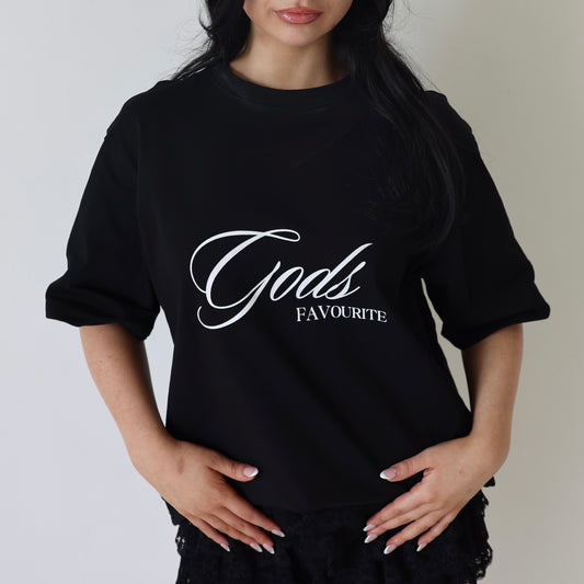 Oversized “Gods Favourite” Signature Tee in black